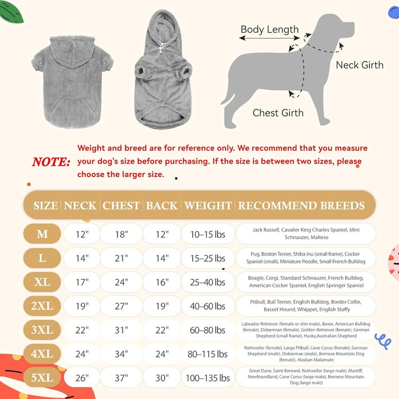 Waoduld Dog Sweater,Dog Hoodies,Warm Fuzzy Fleece Sweatshirt with Hood & Pocket,Leash Hole,Cozy Cold Weather Pet Clothes Pet Sweater for Small,Medium,and Large Dogs(Grey,XL) - Image 2
